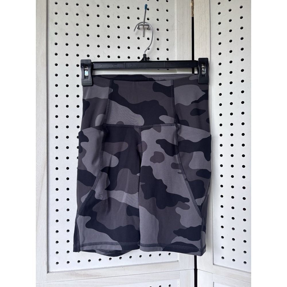 All In Motion Women's XS Black Gray Camo Bike Shorts Athletic